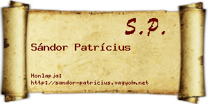 Sándor Patrícius névjegykártya
