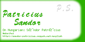 patricius sandor business card